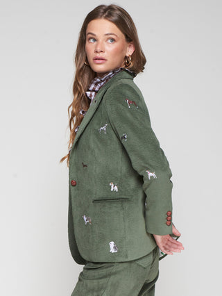 Vilagallo Embroidered Corduroy Jacket Green Heather - MMJs Fashion