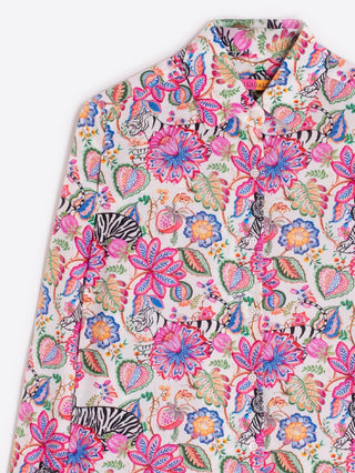 Vilagallo Floral Tiger Print Blouse Pink Orange Mariela - MMJs Fashion