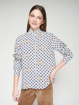 Vilagallo Leopard and Star Print Blouse Blue Andy - MMJs Fashion