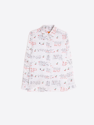 Vilagallo Letters & Cherry Print Blouse Ivory Red Tea - MMJs Fashion