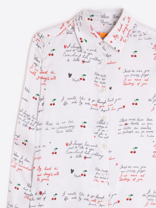 Vilagallo Letters & Cherry Print Blouse Ivory Red Tea - MMJs Fashion