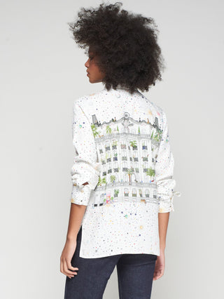 Vilagallo Madrid Print Blouse White Isa - MMJs Fashion