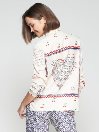 Vilagallo Mixed Print Blouse Ivory Blue Red Tea - MMJs Fashion