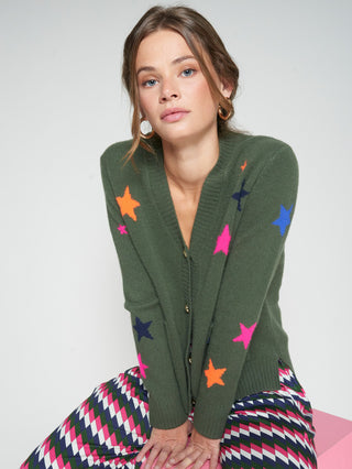 Vilagallo Multicoloured Star Cardigan Green Alina - MMJs Fashion