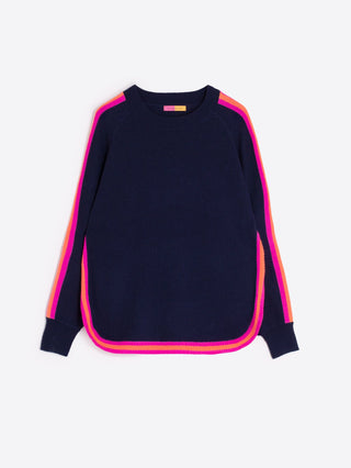 Vilagallo Stripe Trim Jumper Navy Pink Orange - MMJs Fashion