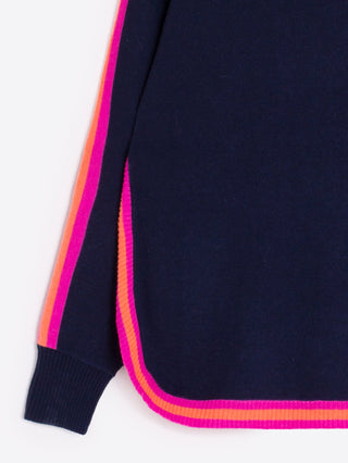 Vilagallo Stripe Trim Jumper Navy Pink Orange - MMJs Fashion