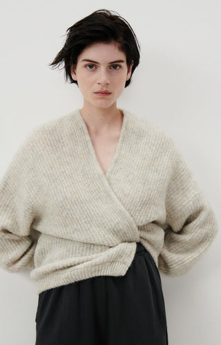 American Vintage Cardigan in Beige Melange East - MMJs Fashion