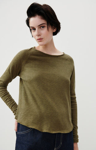American Vintage Long Sleeve Top in Olive Green Sonoma - MMJs Fashion