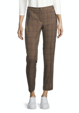 Betty Barclay Check Trousers Blue Camel - MMJs Fashion