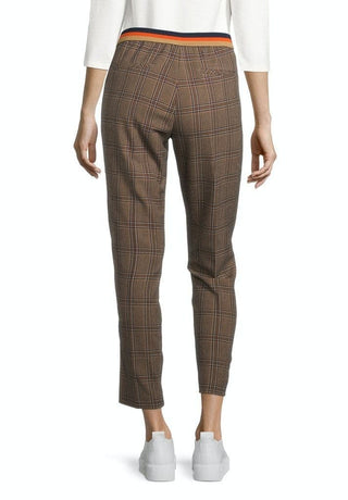 Betty Barclay Check Trousers Blue Camel - MMJs Fashion