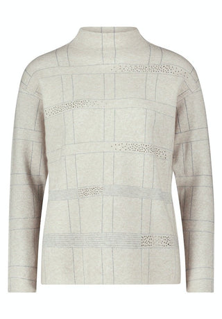 Betty Barclay Jumper Beige Grey Grid Pattern - MMJs Fashion