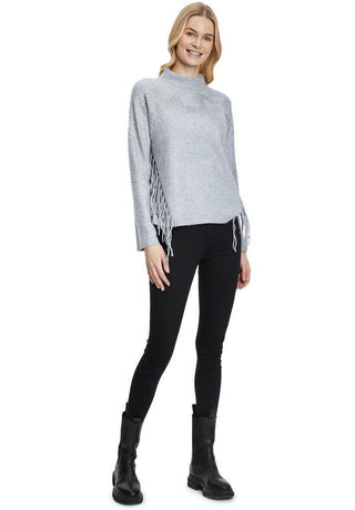 Betty Barclay Jumper with Fringe Detail Grey - MMJs Fashion