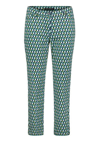 Betty Barclay Print Trouser Green Navy Lime - MMJs Fashion
