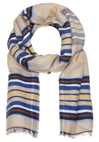 Bianca Scarf Beige Navy Gold Check - MMJs Fashion