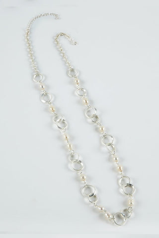 Dante Chain Necklace Silver and Pearlised Cream - MMJs Fashion