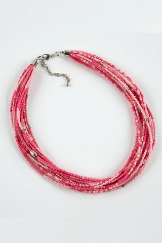 Dante Multi-Strand Necklace Pink Silver - MMJs Fashion