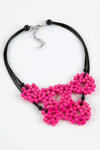 Dante Necklace Fuchsia Pink Black - MMJs Fashion