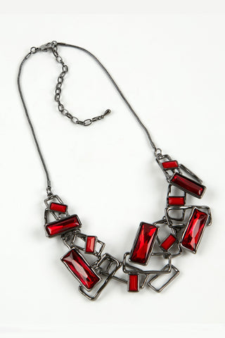 Dante Necklace Red Rectangular Chains - MMJs Fashion