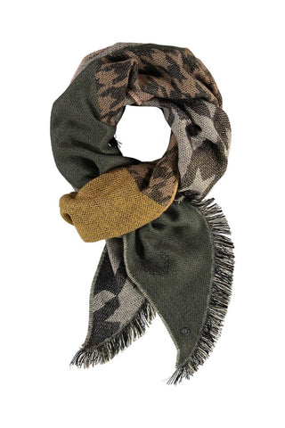 Fraas Scarf Green Mustard Yellow Dogtooth - MMJs Fashion