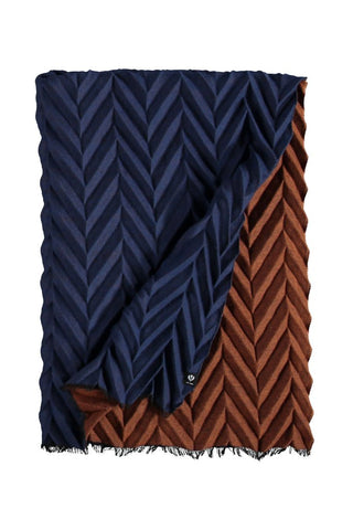 Fraas Scarf Navy Rust Herringbone Design - MMJs Fashion