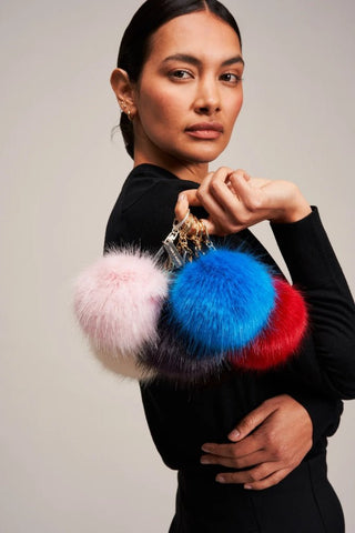 Helen Moore Keyring Bag Charm in Orange Faux Fur - MMJs Fashion
