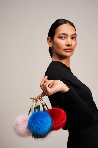 Helen Moore Keyring Bag Charm in Powder Blue Faux Fur - MMJs Fashion