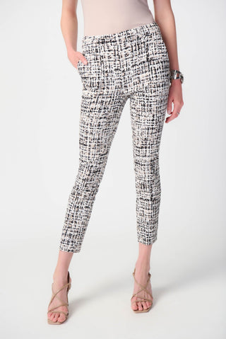 Joseph Ribkoff Abstract Print Pull-On Trousers in Ivory Beige - MMJs Fashion