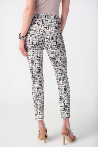 Joseph Ribkoff Abstract Print Pull-On Trousers in Ivory Beige - MMJs Fashion