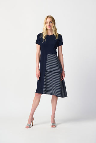 Joseph Ribkoff Asymmetric Dress in Navy Blue - MMJs Fashion