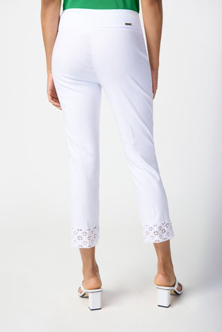 Joseph Ribkoff Cropped Pull-On Trousers White with Lace - MMJs Fashion