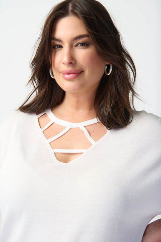 Joseph Ribkoff Cut-Out Neckline Top in Ivory - MMJs Fashion