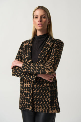 Joseph Ribkoff Jacket Black Beige Houndstooth - MMJs Fashion