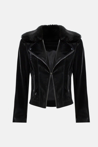 Joseph Ribkoff Moto Jacket Black Faux Leather - MMJs Fashion