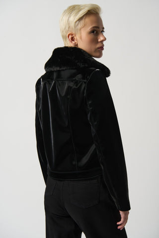 Joseph Ribkoff Moto Jacket Black Faux Leather - MMJs Fashion