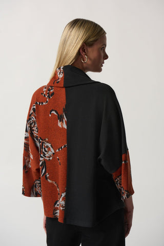 Joseph Ribkoff Top Brown Black Tiger Pattern - MMJs Fashion