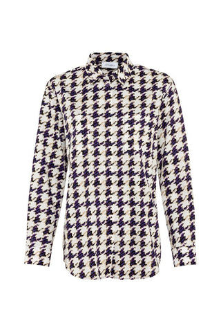 Just White Blouse Purple Houndstooth - MMJs Fashion