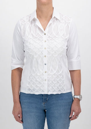 Just White Embroidered Design Blouse White - MMJs Fashion