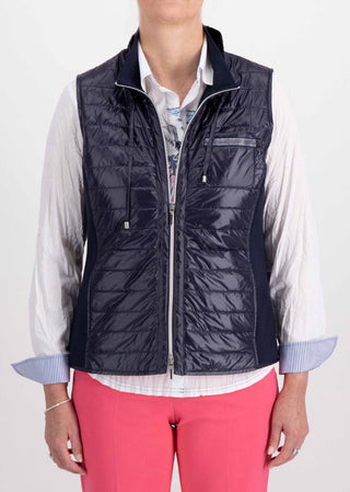 Just White Navy Blue Gilet with Drawstring - MMJs Fashion
