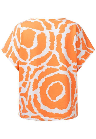 Just White Top Orange White Print - MMJs Fashion