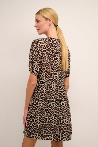 Kaffe Dress Brown Leopard Print KAina - MMJs Fashion