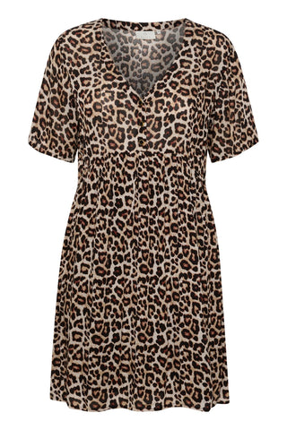 Kaffe Dress Brown Leopard Print KAina - MMJs Fashion