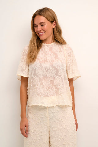 Kaffe Floral Chiffon Blouse in Cream KAlina - MMJs Fashion