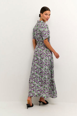 Kaffe Floral Print Dress Green Purple KAloraina - MMJs Fashion