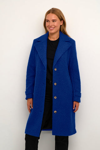 Kaffe Knee Length Coat Electric Blue - MMJs Fashion