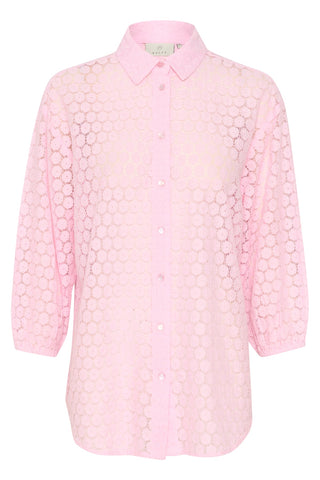 Kaffe Lace Pattern Blouse in Pale Pink Loren - MMJs Fashion