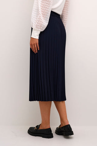 Kaffe Navy Blue Pleated Skirt KAleandra - MMJs Fashion