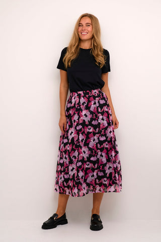 Kaffe Pink & Purple Floral Print Skirt KAamanda - MMJs Fashion
