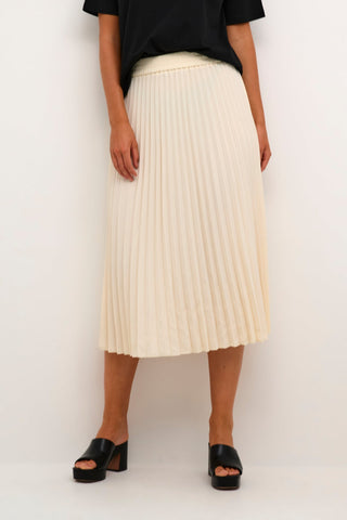 Kaffe Pleated Midi Skirt in Cream KAleandra - MMJs Fashion