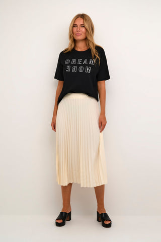 Kaffe Pleated Midi Skirt in Cream KAleandra - MMJs Fashion