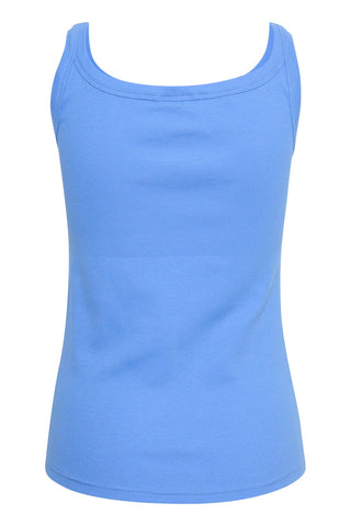 Kaffe Round Neck Vest Top in Azure Blue Carna - MMJs Fashion